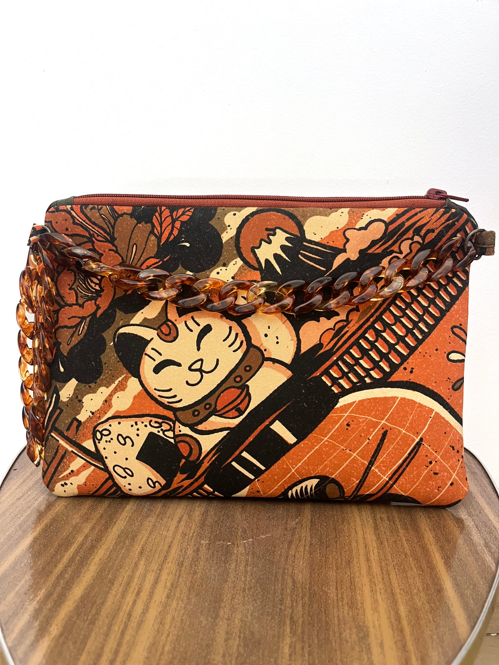 Pochette Maneki Neko design giapponese – ARYK OLD PAINT-  vista frontale