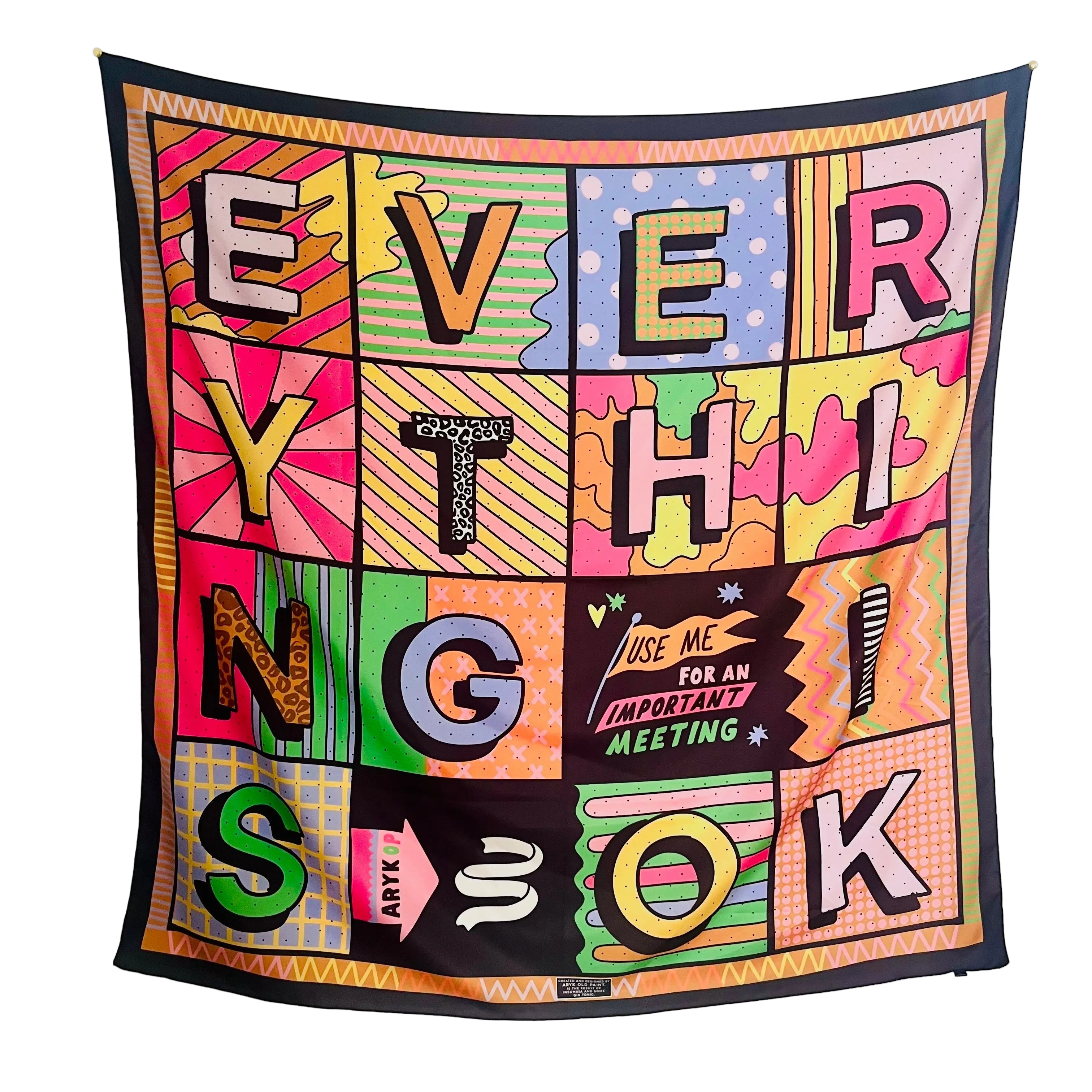 Foulard IT'S OK  messaggio positivo 120x120 cm – ARYK OLD PAINT