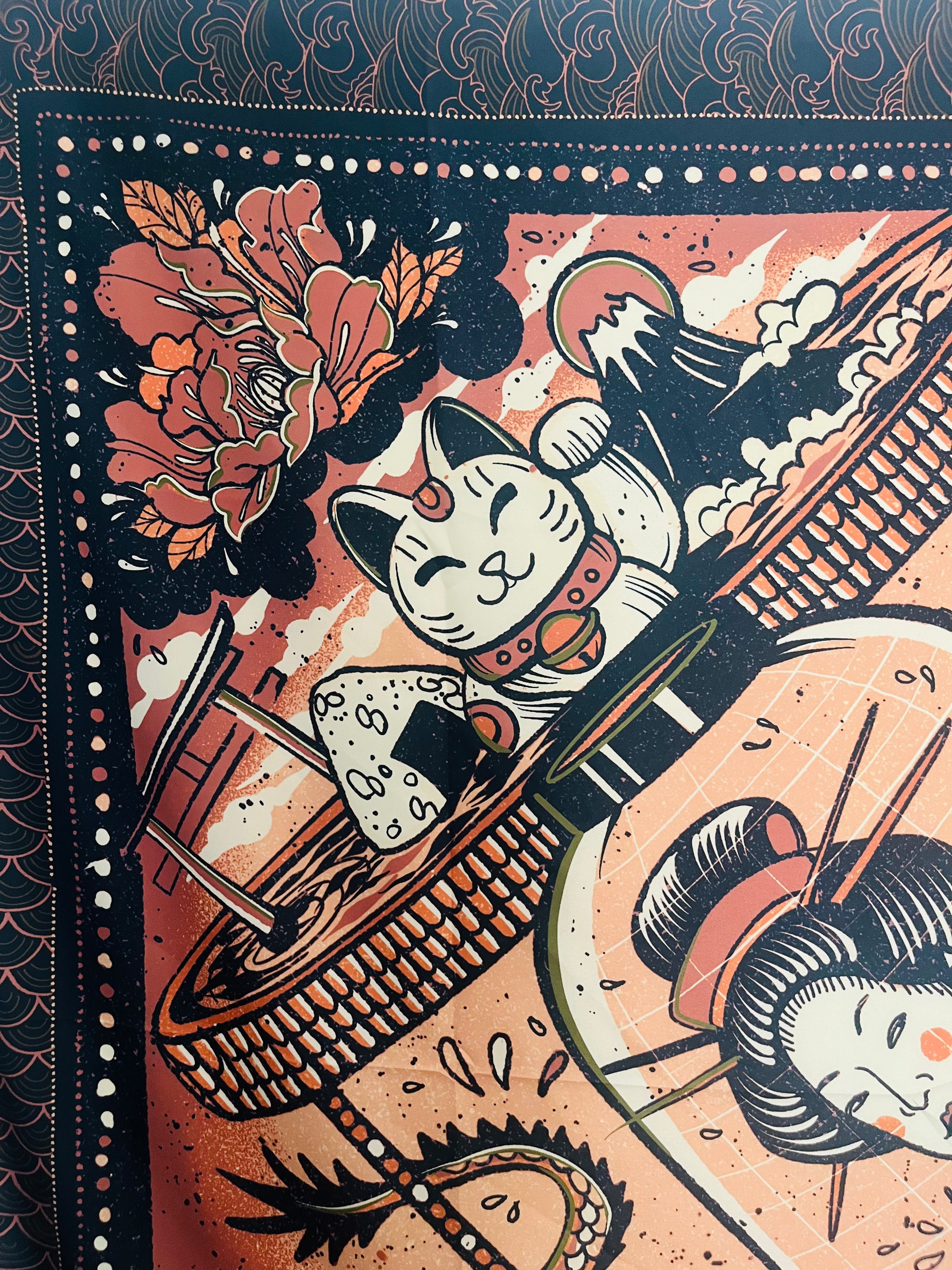 Foulard "Japan"design Giapponese 140x140 cm – ARYK OLD PAINT
