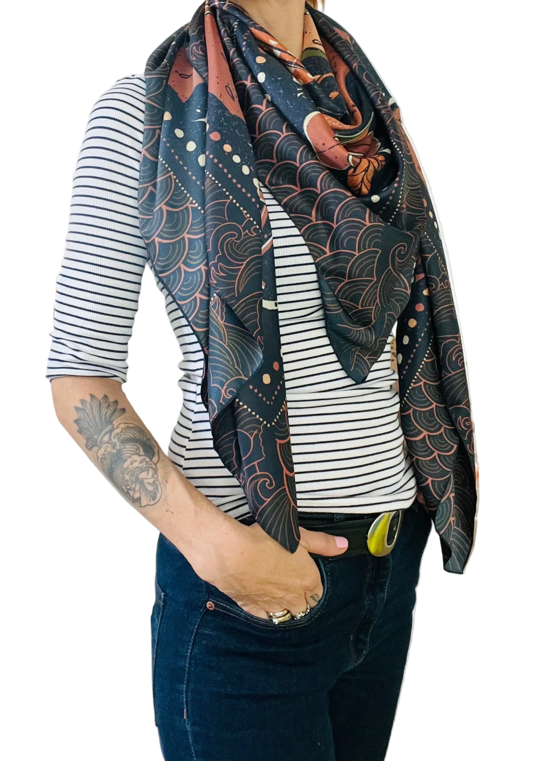 Foulard "Japan"design Giapponese 140x140 cm – ARYK OLD PAINT