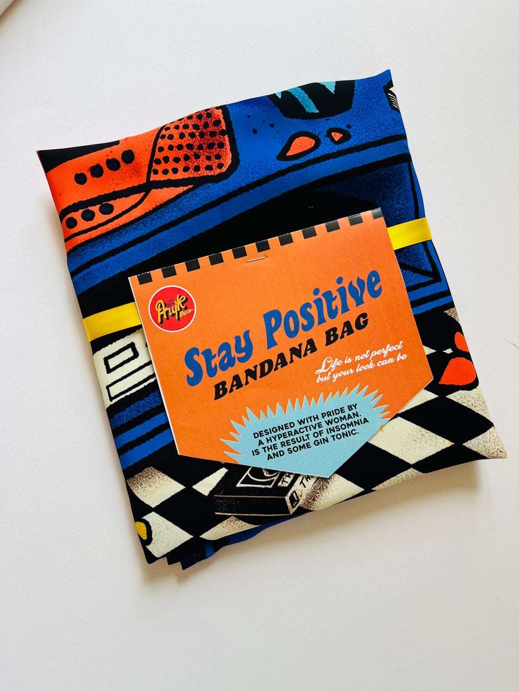 Foulard Stay Positive piccolo – design positivo – ARYK OLD PAINT-  foulard confezionato
