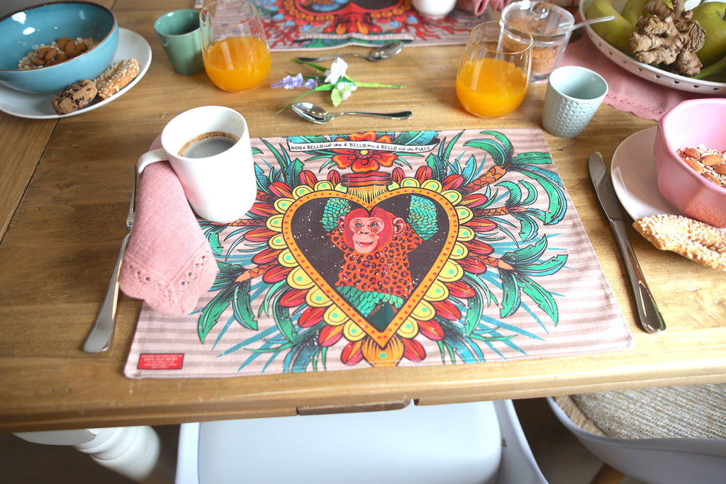 Tovaglietta americana Monkey design ironico artigianale – ARYK OLD PAINT