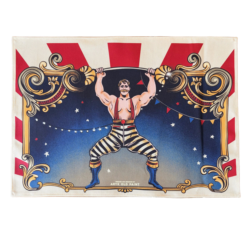 Vista frontale tovaglietta tema circus