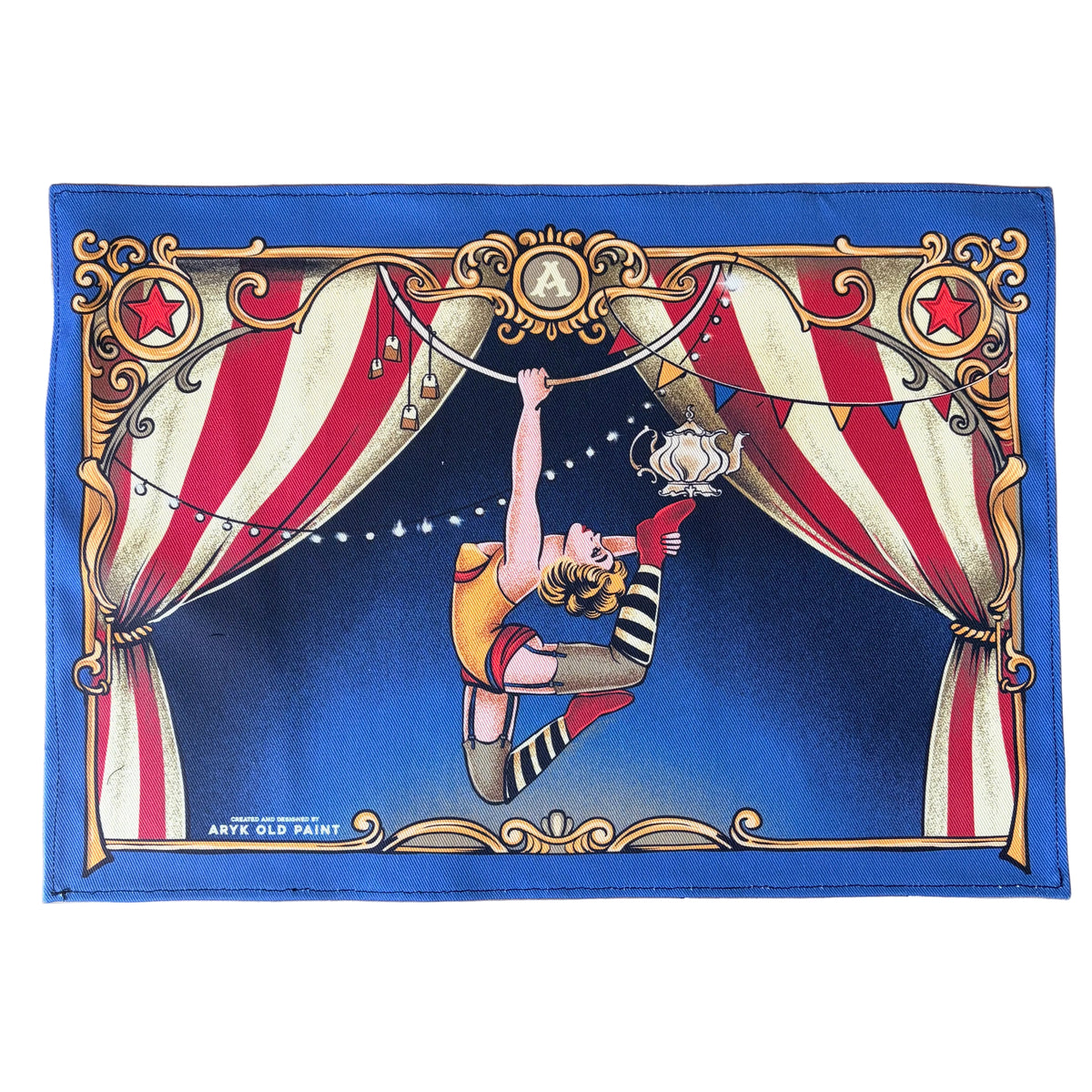 Tovaglietta americana circus fondo blu con acrobata