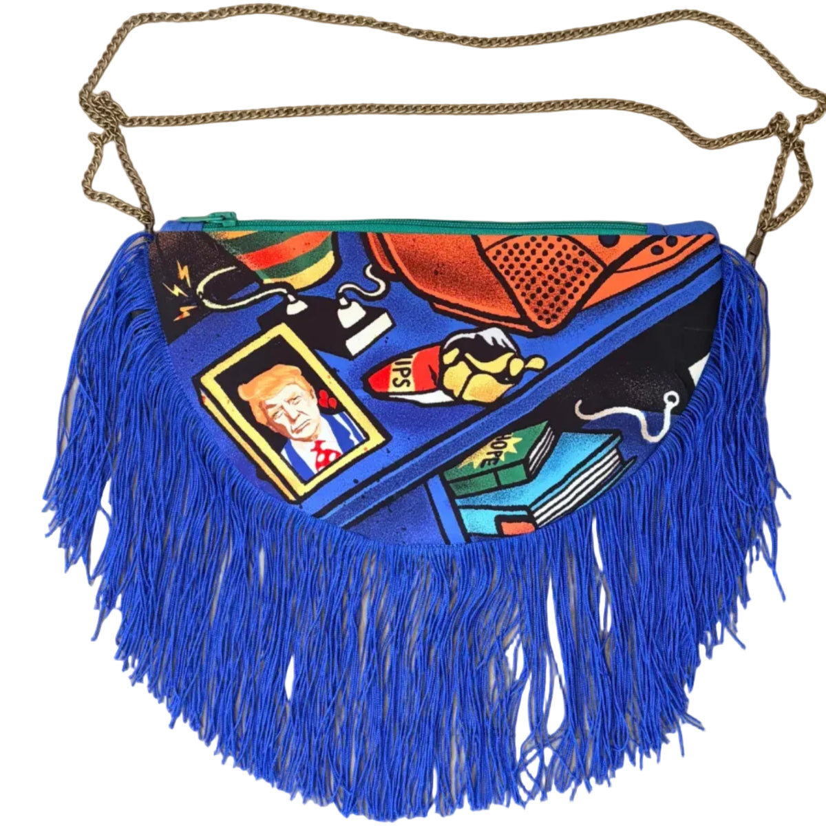 borsa a tracolla colorata con frange disegnata da arykoldpaint