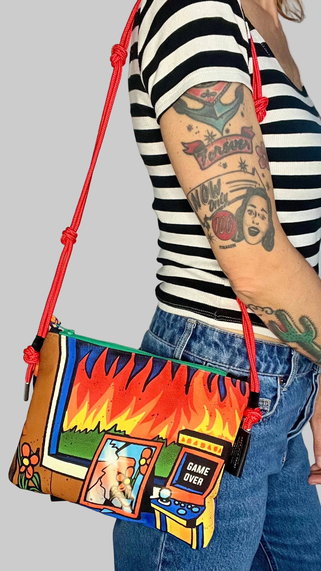 borsa a tracolla Stay positive  design artigianale
