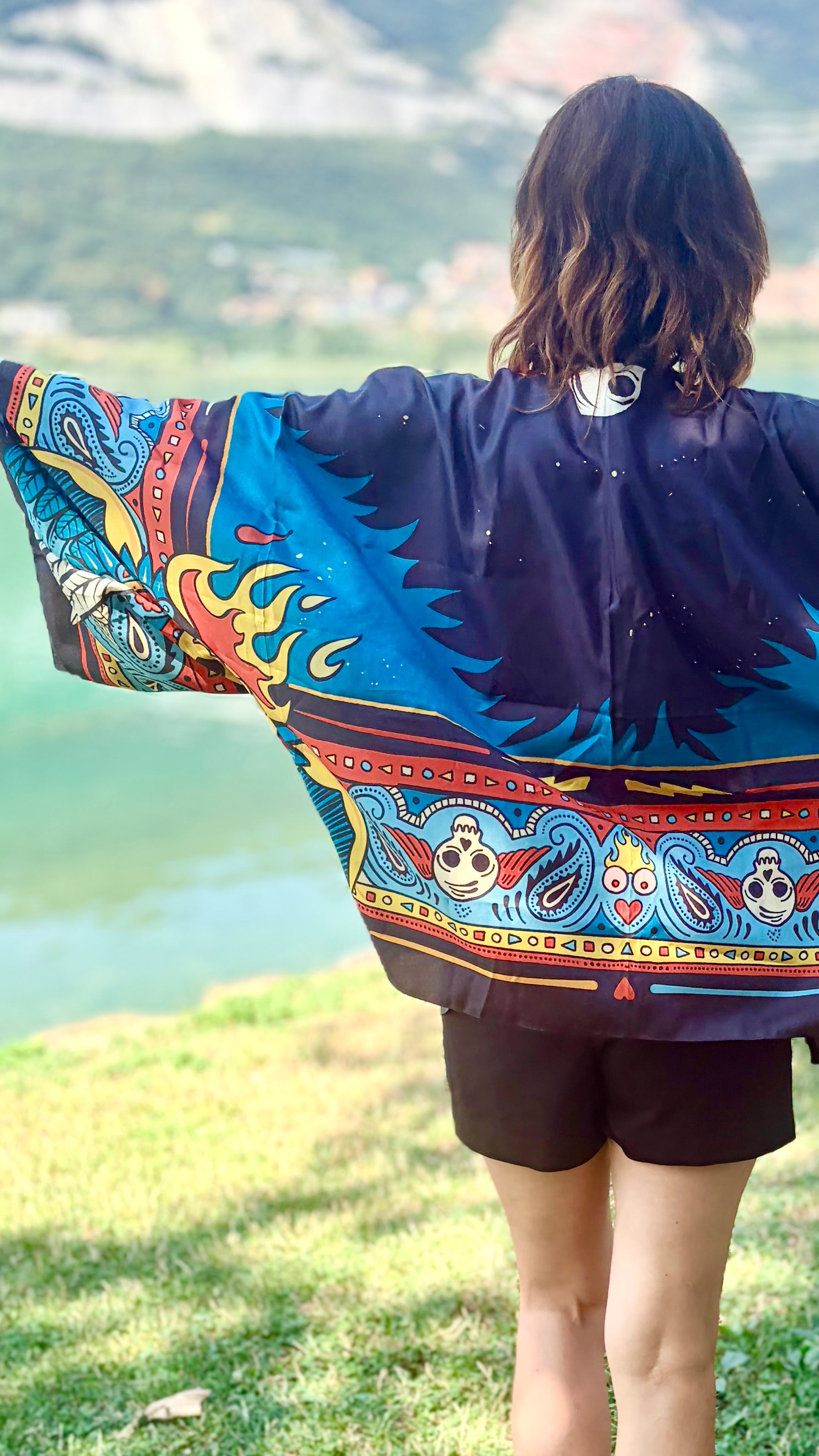kimono bandana skull indossato retro