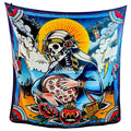 foulard "Fuck Diet", vista frontale con calavera, design ironico tattoo 140x140 cm – ARYK OLD PAINT