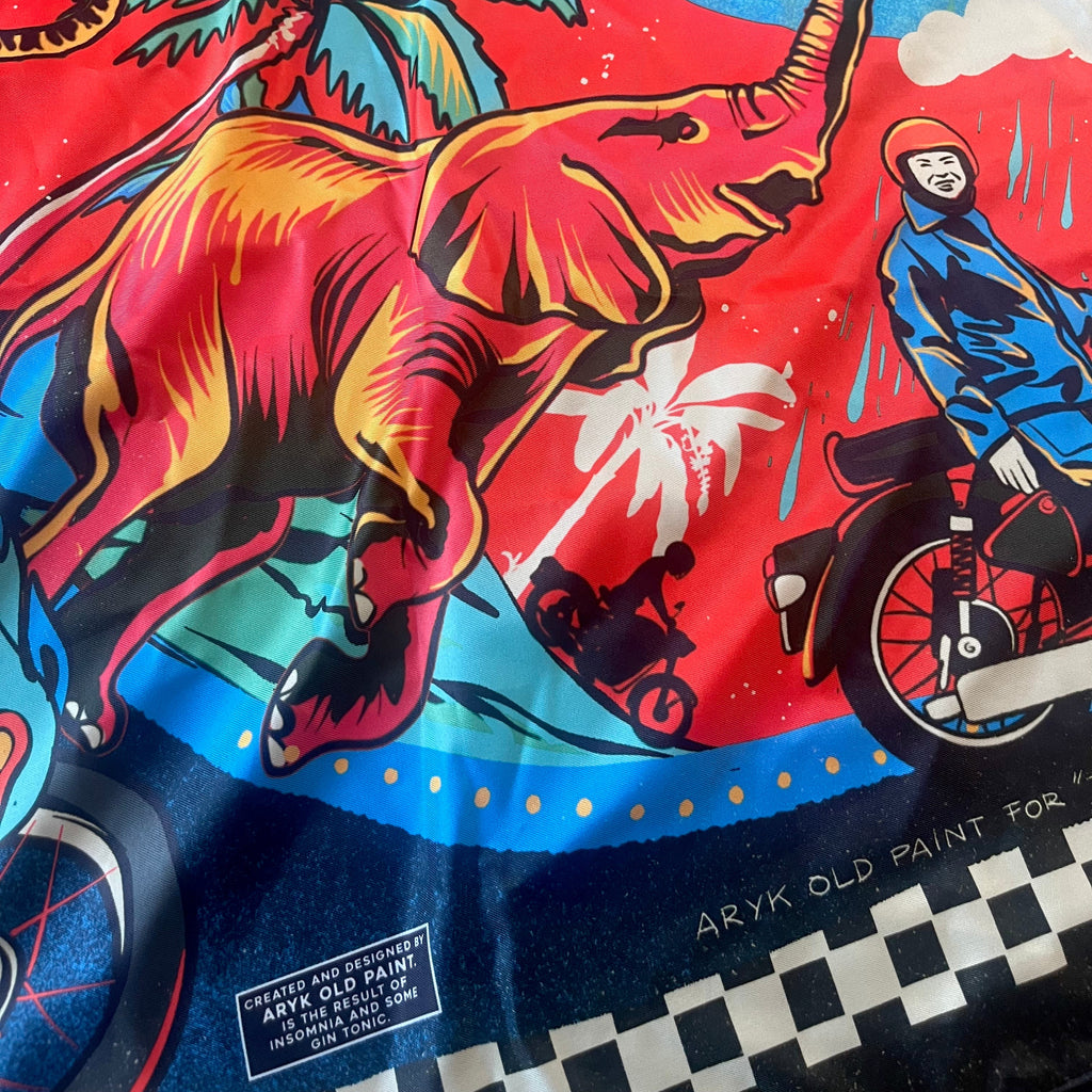 foulard "The Runaways", dettaglio illustrazione elefante – ARYK OLD PAINT