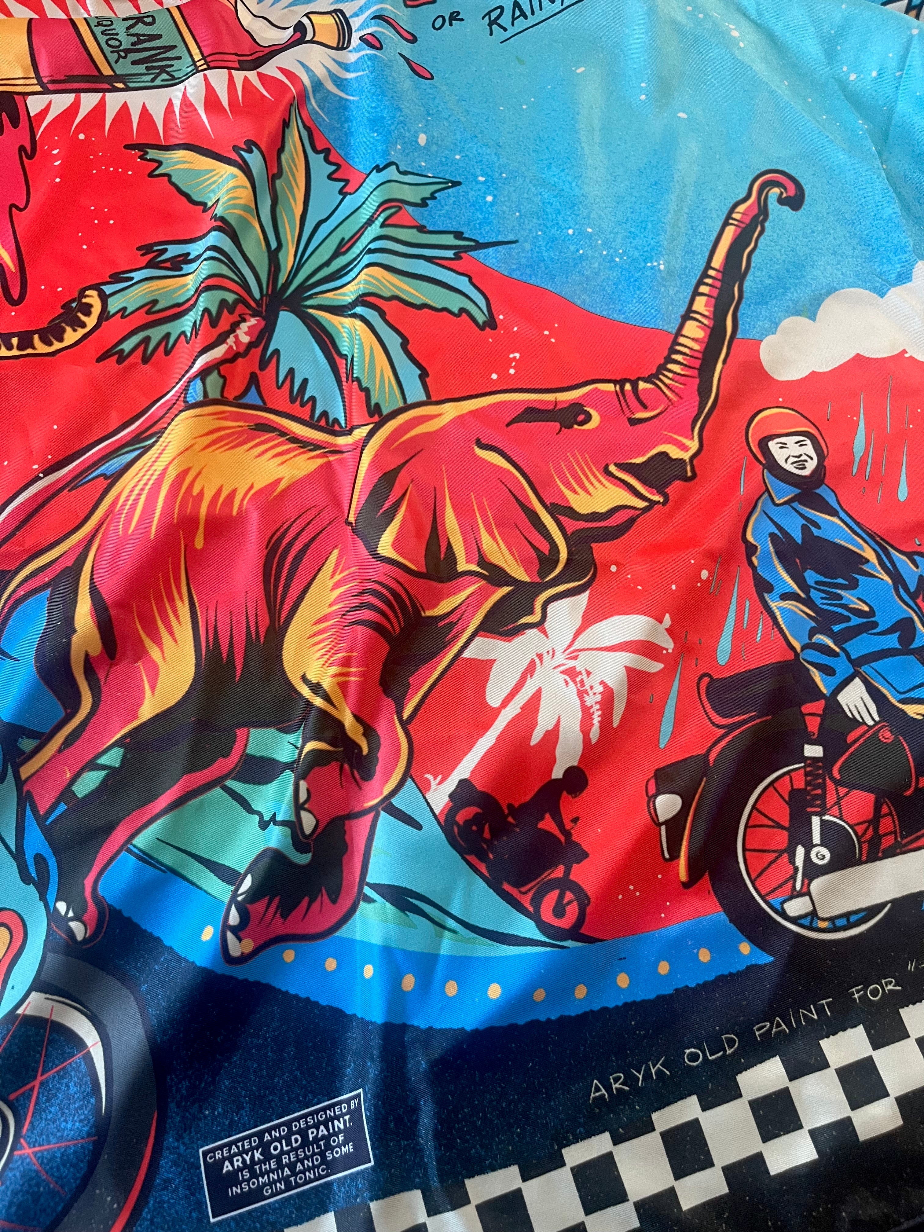 foulard "The Runaways", dettaglio illustrazione elefante – ARYK OLD PAINT
