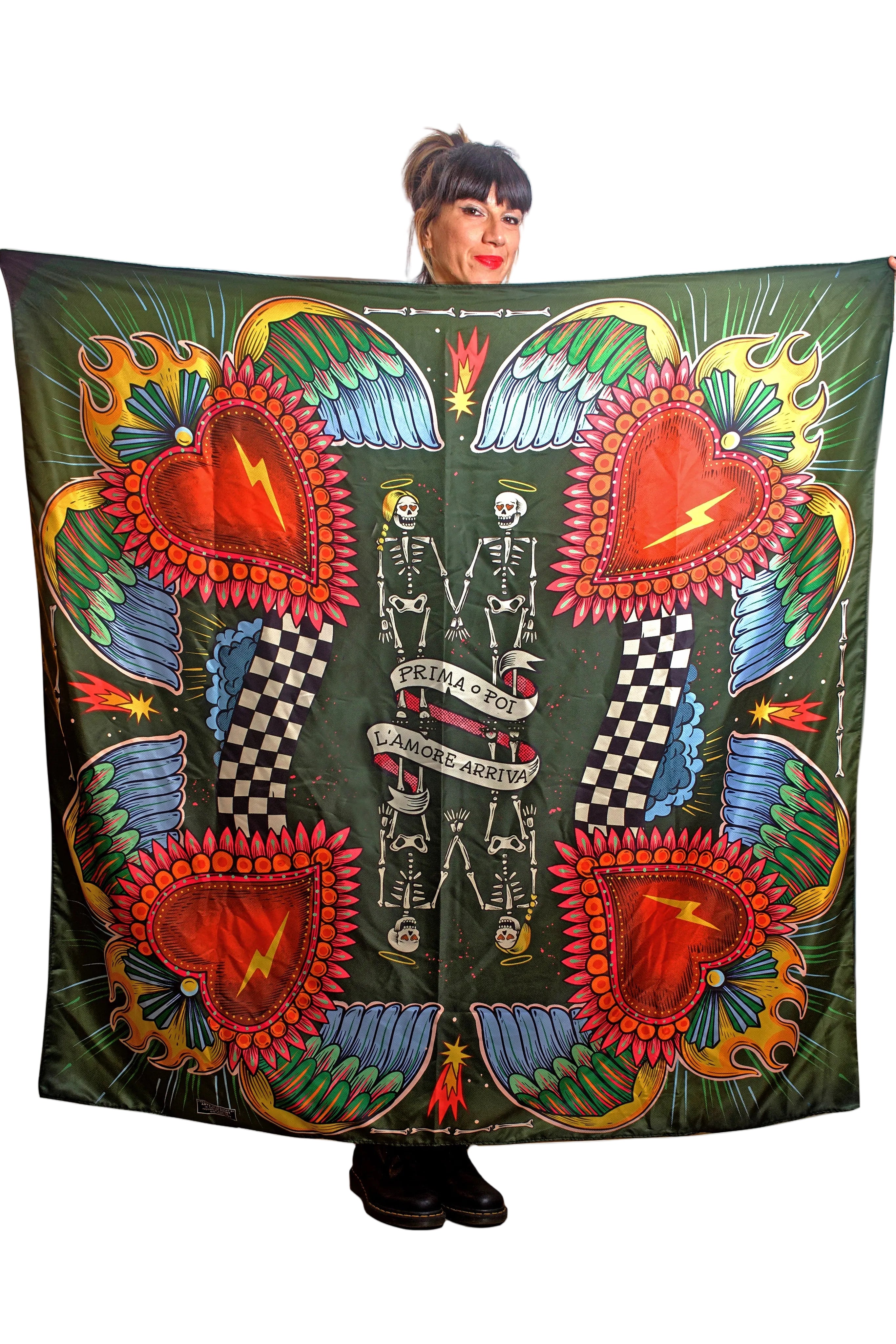 Foulard "Prima o poi "design Old School 140x140 cm – ARYK OLD PAINT- altra vista