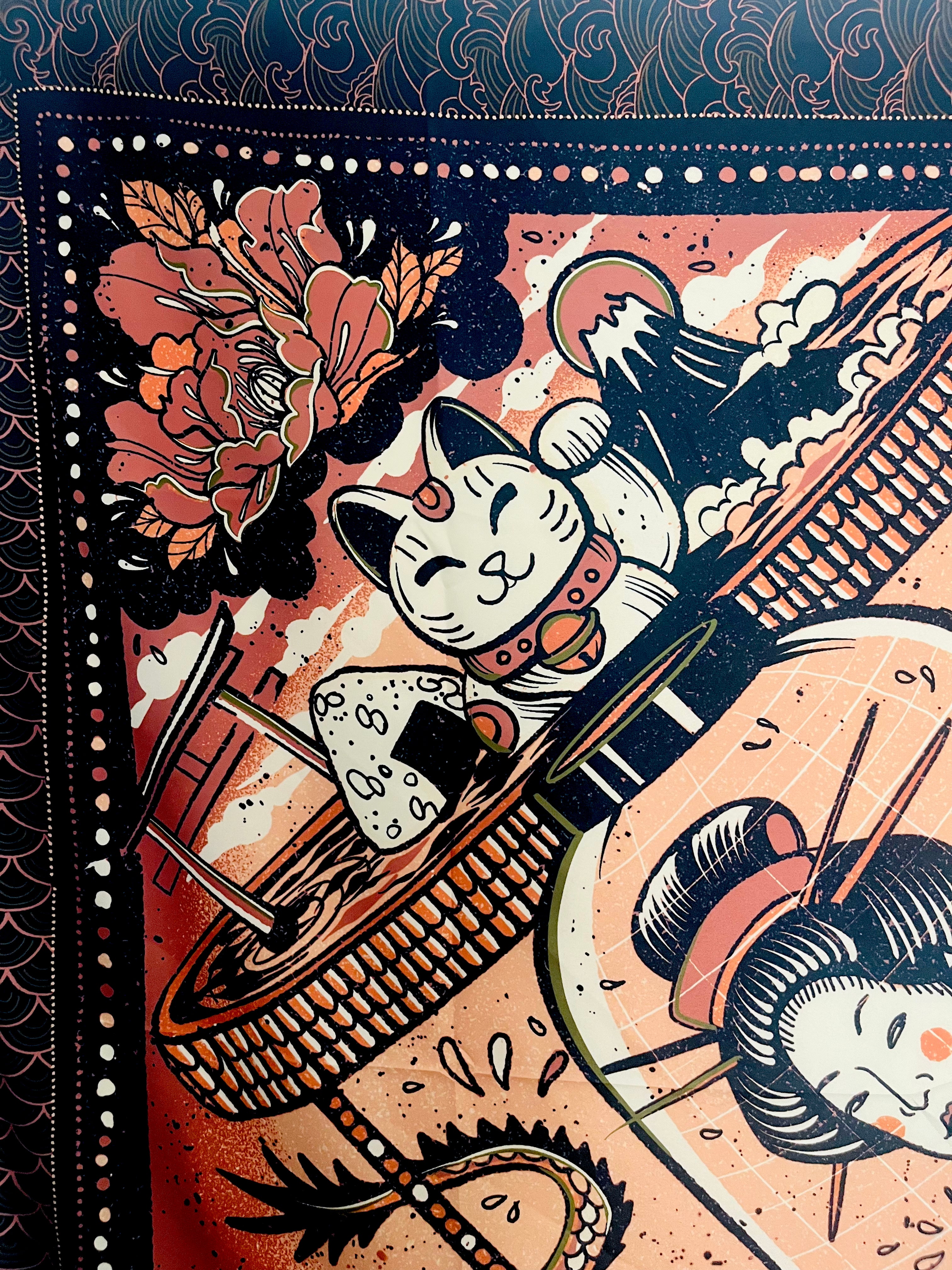 dettaglio foulard "Japan", illustrazione originale giapponese – ARYK OLD PAINT