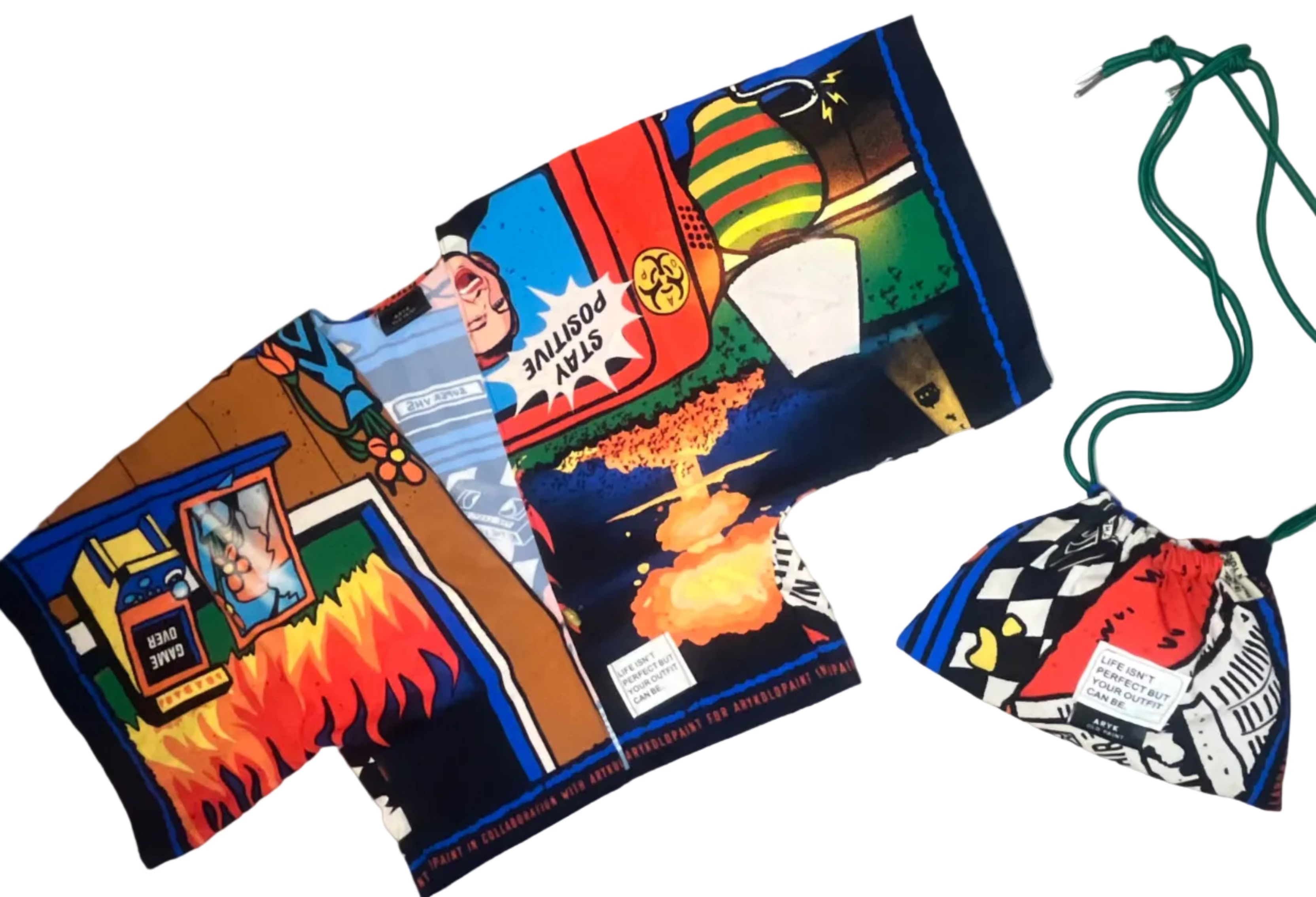 kimono con pochette abbinata a tema stay positive