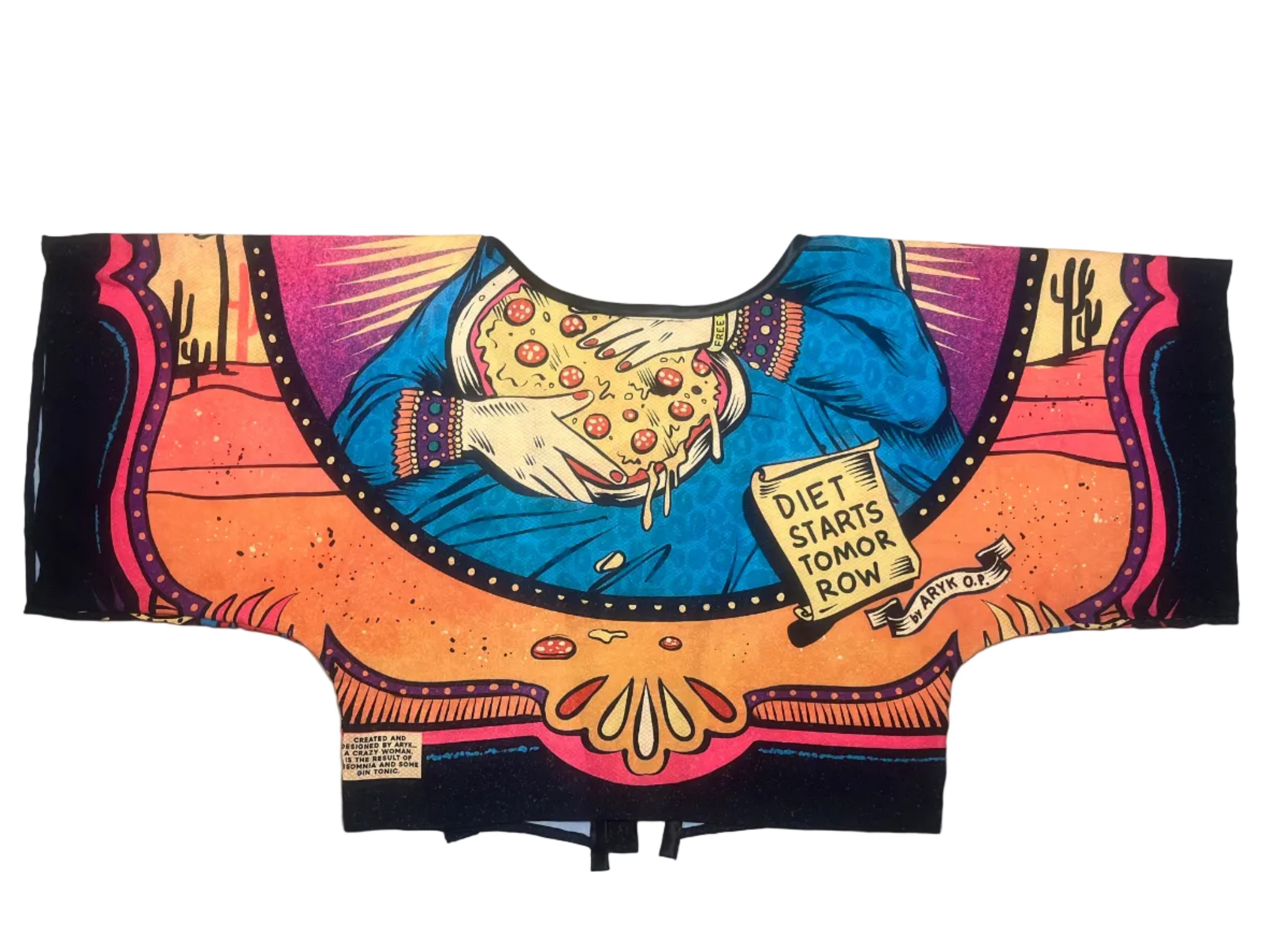 parte dietro del kimono by arykoldpaint con pizza /tema "fuck diet"