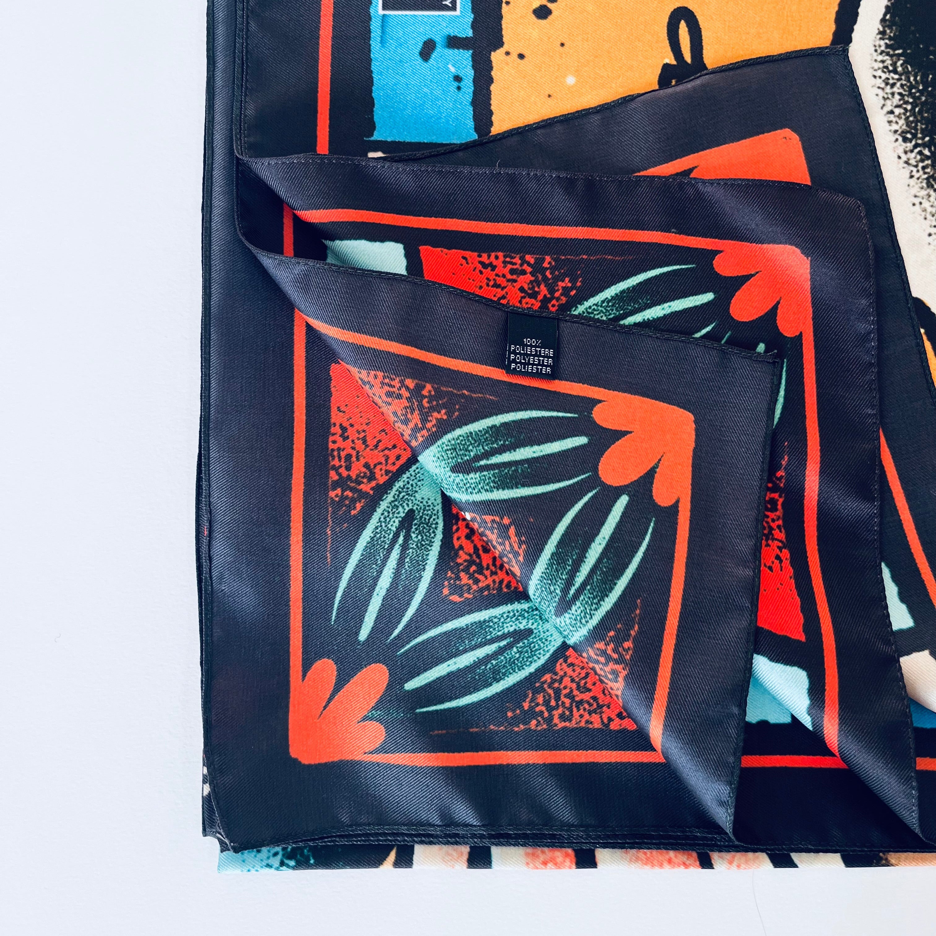 Foulard "FUCK DIET "design ironico stile tattoo- 140x140 cm – ARYK OLD PAINT- calavera- cuciture