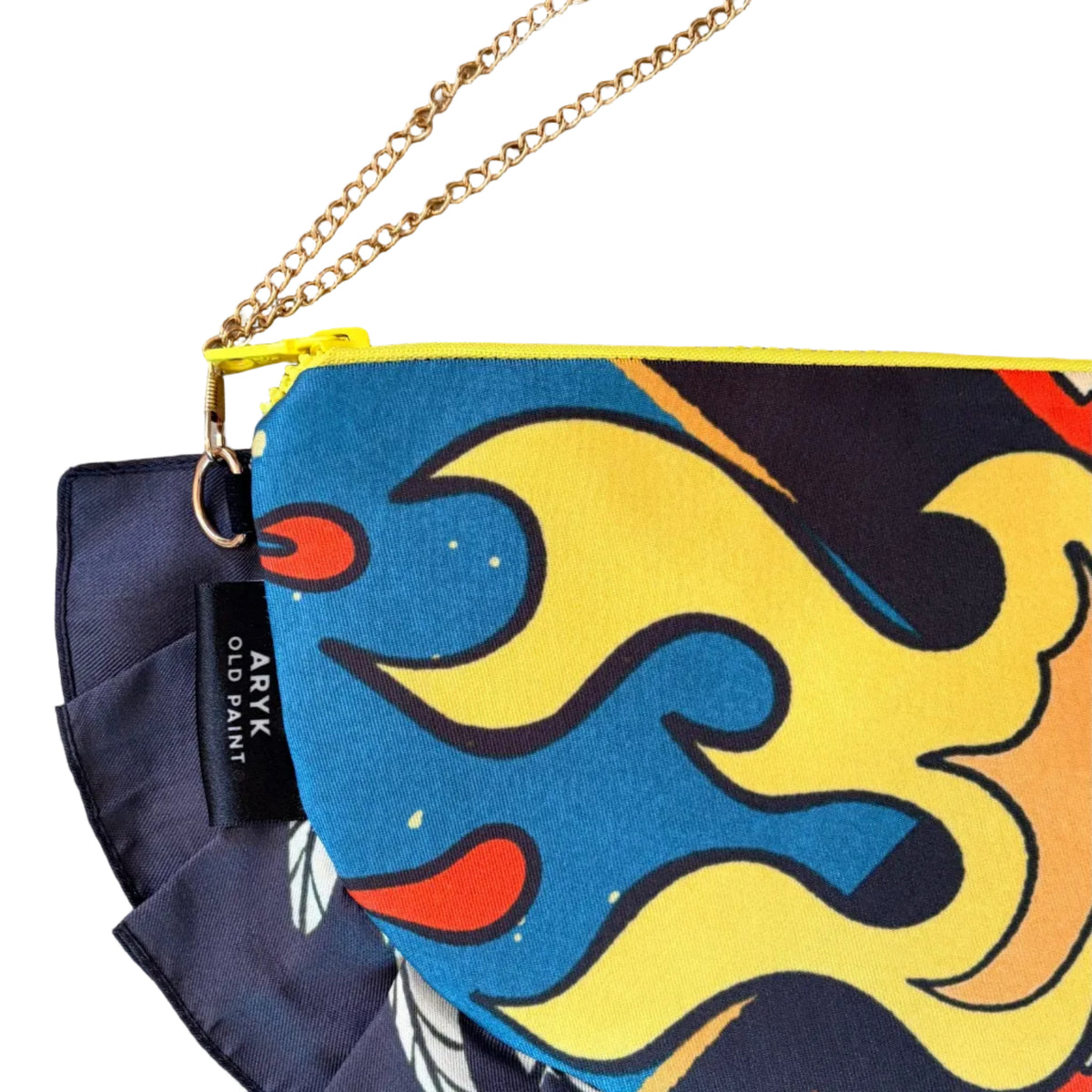 particolare pochette flash1 con etichetta e zip gialla