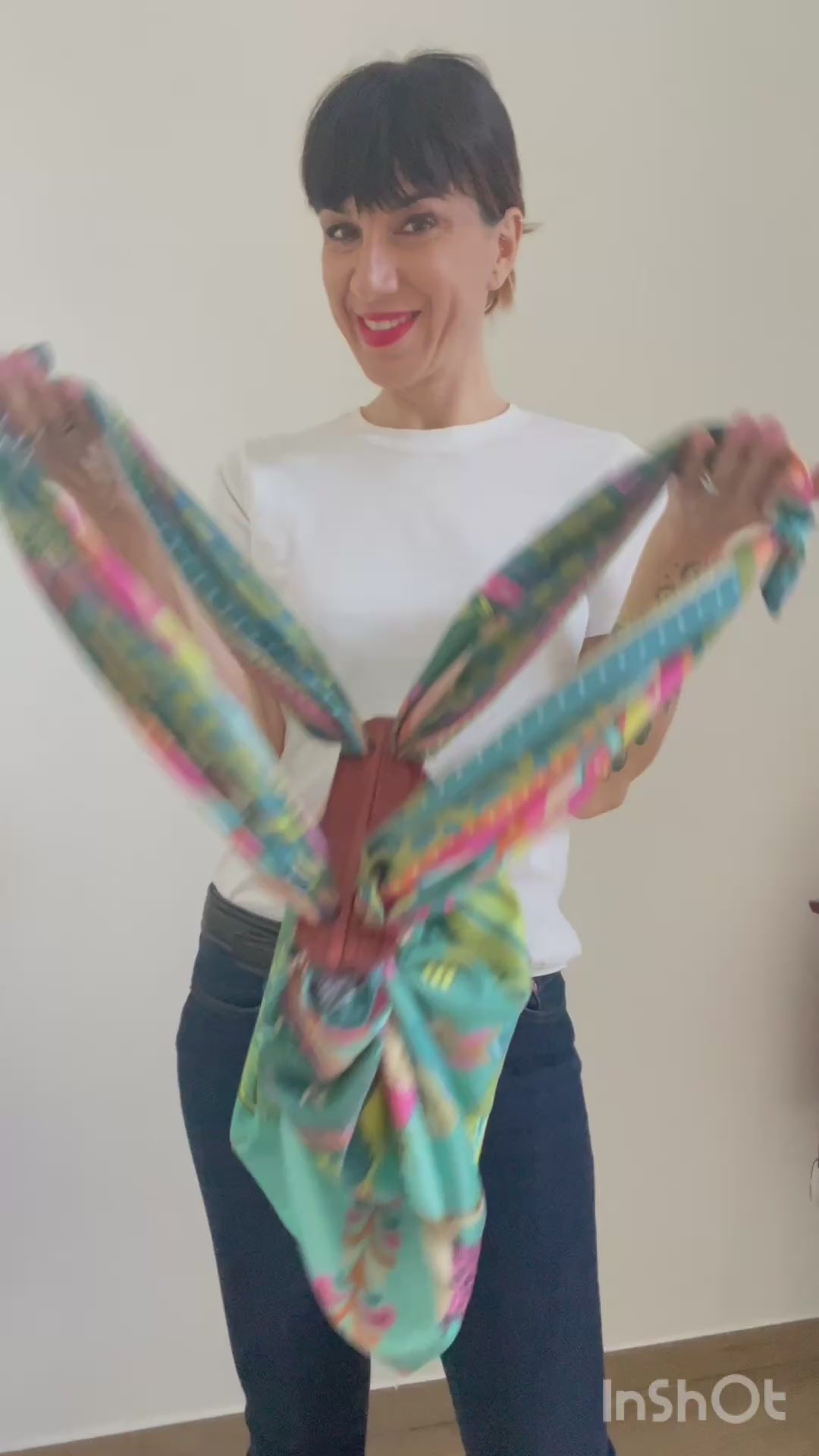foulard/borsa "paradise"- design tropicale/ ARYK OLD PAINT. 120X120 cm