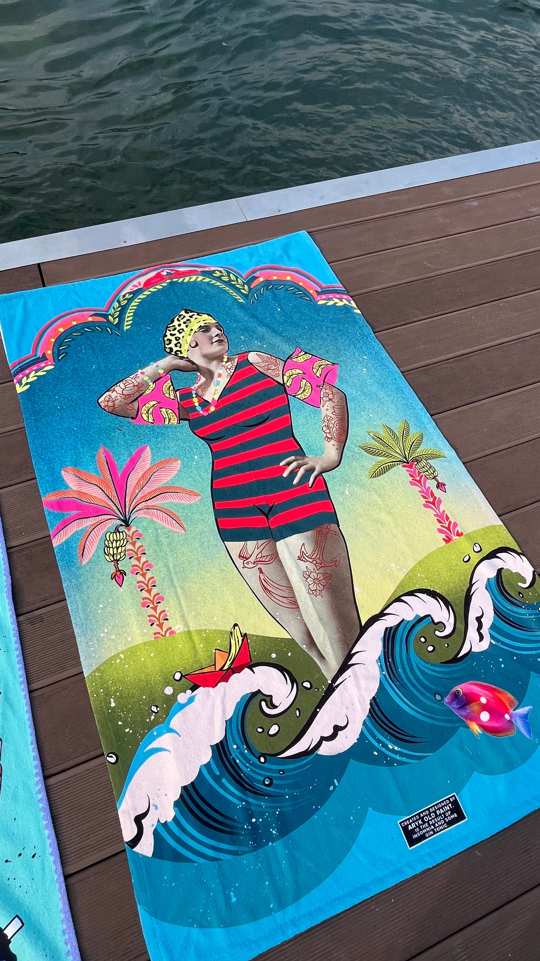 telo mare "Banana", illustrazione ironica stile vintage – ARYK OLD PAINT