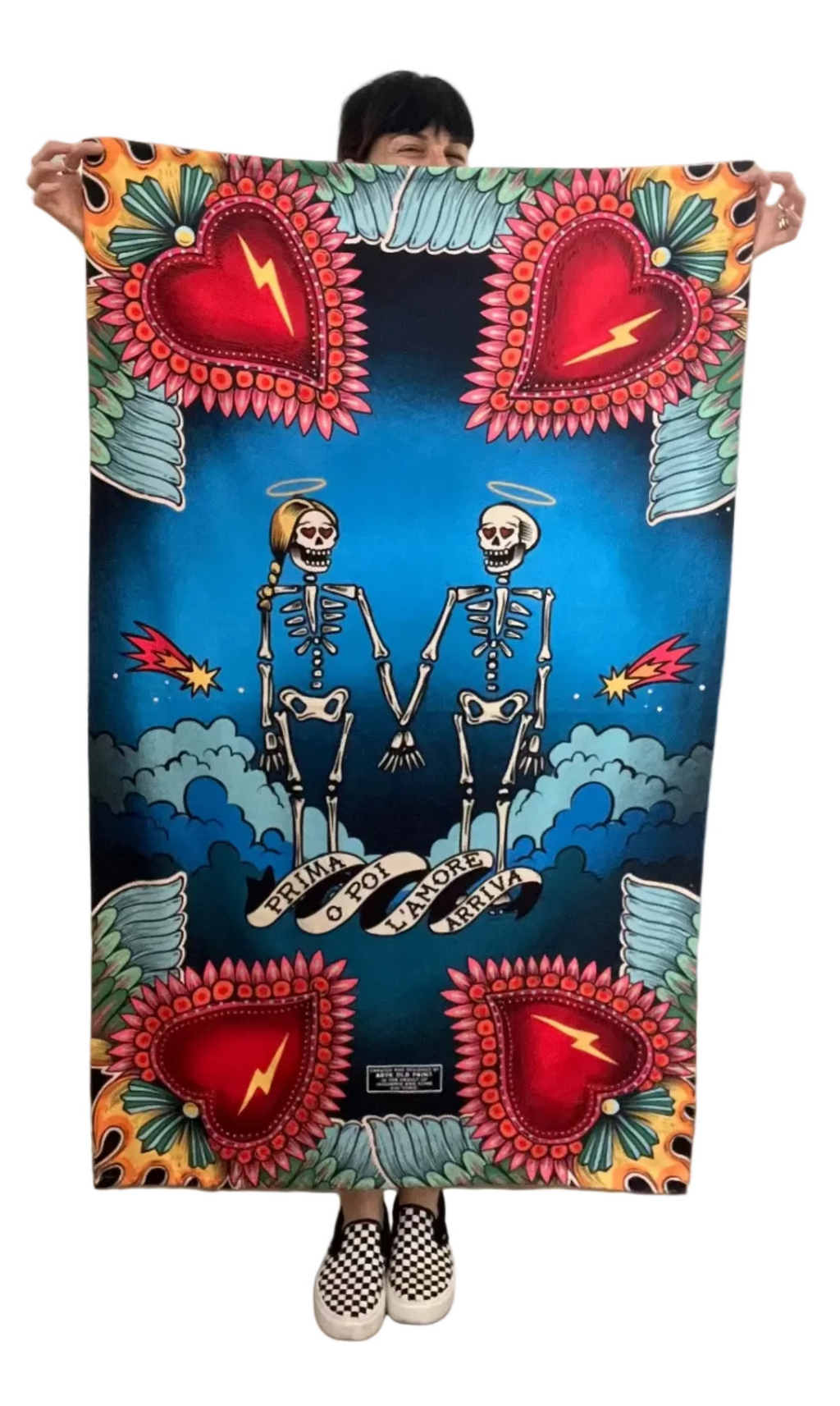 telo mare con cuori ex voto, skull , innamorati
