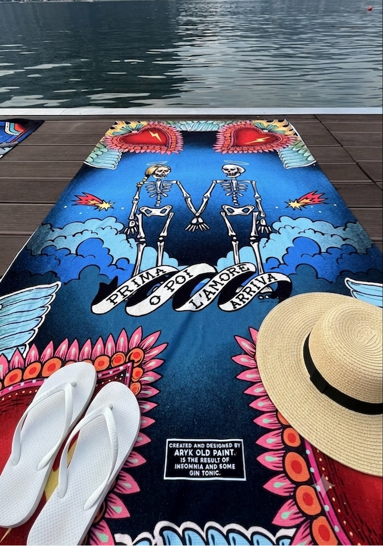 telo mare "prima o poi", illustrazione ironica stile old school – ARYK OLD PAINt