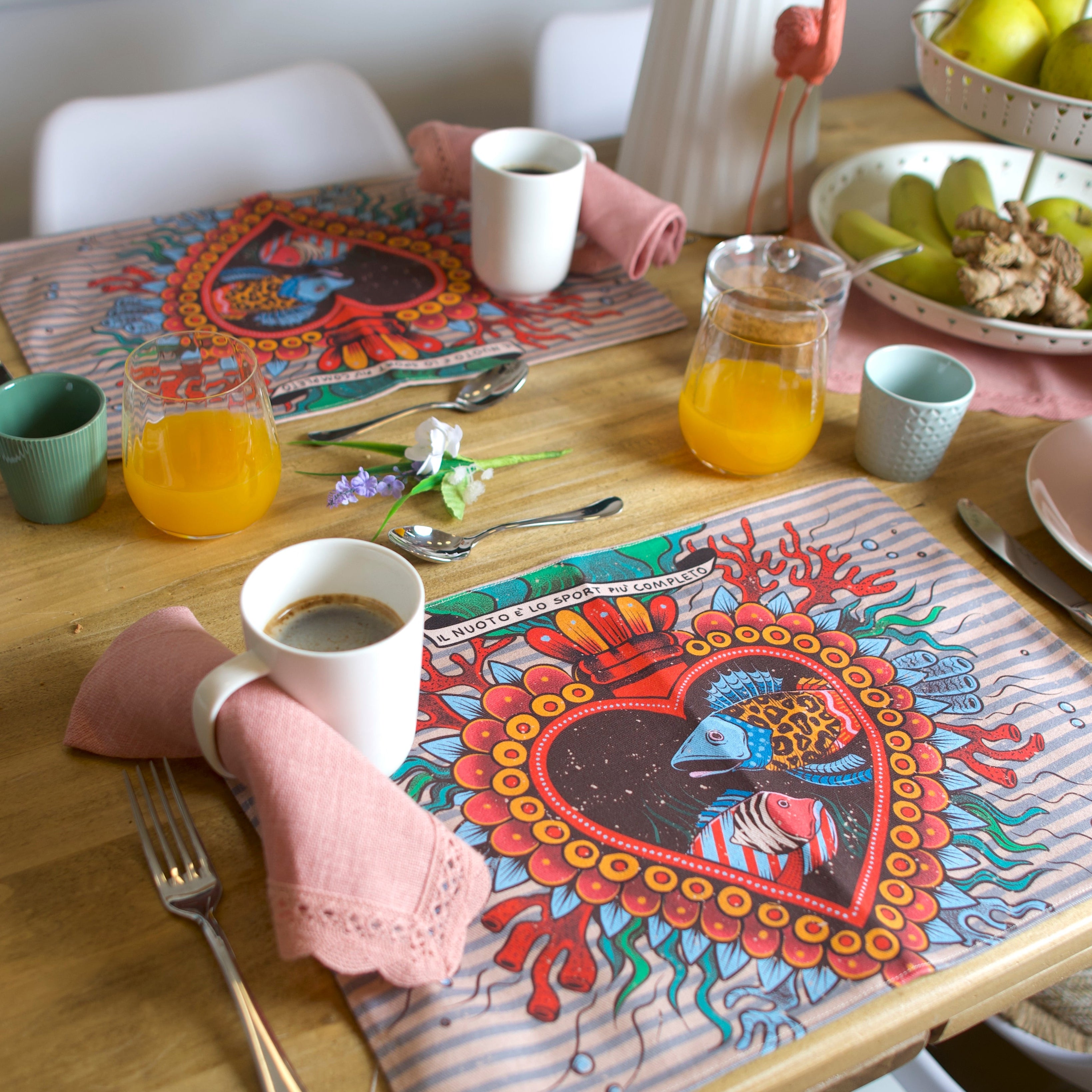 Tovaglietta americana "Fish" – design illustrato, Aryk Old Paint